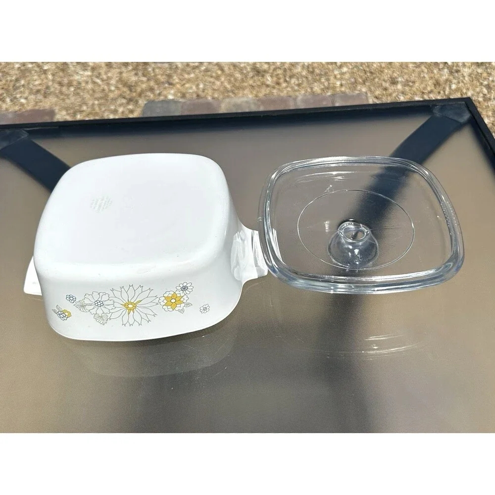 Corning Ware Floral Bouquet A 1 1/2 B 1.5 Q Casserole Dish Glass Lid Vintage 70s